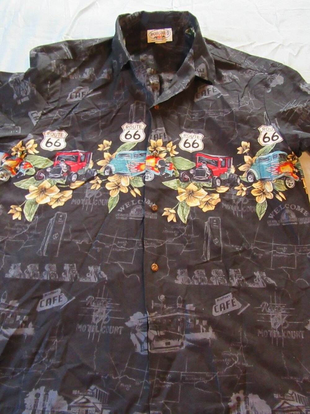 Mens Vtg Pacific Legend Hawaiian Shirt Classic Cars Graphic Black Sz XL